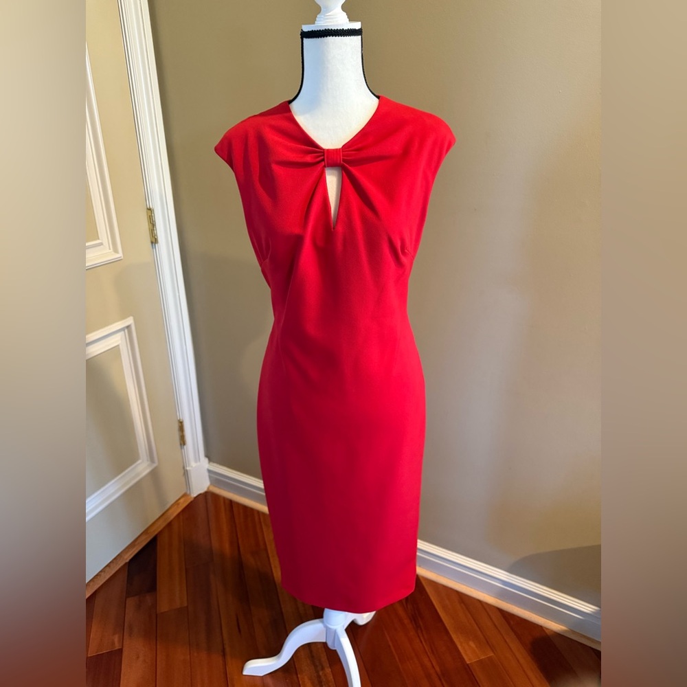 Ted Baker Red Midi Dress with Keyhole Bow Detail